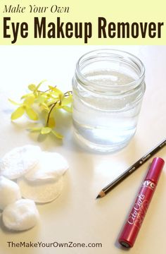 DIY Eye Makeup Remover - make your own eye makeup remover for only pennies per batch! Home Made Make Up Remover, Clock Repurpose, Diy Eye Makeup Remover, Eye Makeup Remover Diy, Diy Potions, Diy Eye Makeup, Homemade Eye Makeup Remover, Mac Eye Makeup, Sustainable Makeup