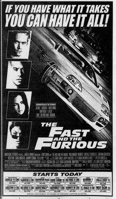 an advertisement for the fast and the furious starring actors from the movie fast and the fabulous future