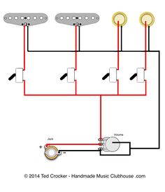 the wiring diagram for an electric guitar with three humbers and two switches, in parallel to