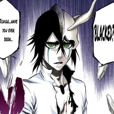 an anime character with long hair and green eyes holding up two signs that say black rock