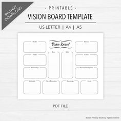 the printable vision board template is shown