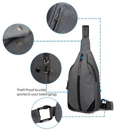 Customer Questions & Answers Q:Would a camera (such as a Canon T3) fit in this comfortably?A:Hello, our sling bag can fit your camera if its size is below 6.7*2.75*13 inch.Q:Where are the measurements of the strap (61cm/24" to 99cm/38.98") taken from? Is 38.98" the actual circumference of the sling backpack?A:Dear friend, the strap of this sling bag is adjustable, it could be adjustable from 61cm/24" to 99cm/38.98". The 38.98" is the maximum length of the strap.Q:Is the main compartment large en Functional Gray Chest Bag With Zipper Closure, Gray Anti-theft Shoulder Bag For Everyday Use, Gray Multifunctional Anti-theft Bag, Multifunctional Gray Anti-theft Bag, Gray Shoulder Bag With Anti-theft Pocket For Outdoor Activities, Gray Shoulder Bag With Cell Phone Pocket For Outdoor, Outdoor Gray Shoulder Bag With Cell Phone Pocket, Gray Outdoor Shoulder Bag With Cell Phone Pocket, Gray Travel Chest Bag With Zipper Pocket