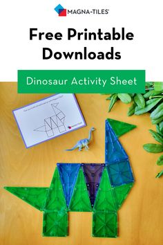 Dinosaur 2D builds from MAGNA-TILES Dinosaur Building Activities, 2d Magnatiles, Easy Preschool Activities To Do At Home, Build A Dinosaur With Shapes, Magnet Tile Dinosaurs, Magnatile Ideas Animals, Magnatiles Shapes, Magna Tile Dinosaur, Dress The People Magnatiles