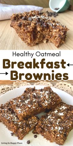 healthy oatmeal breakfast brownies on a plate