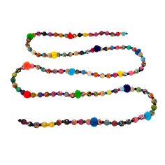 multicolored beaded necklace on white background