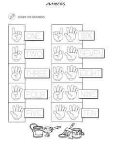 the numbers worksheet for children to learn how to write and draw their hands