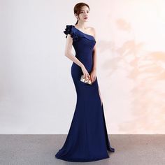 One Shoulder Evening Gown, Bodycon Long Dress, Dress Maxi, Long Maxi Dress, Evening Gown, One Shoulder Formal Dress, Evening Gowns, Royal Blue, Long Dress