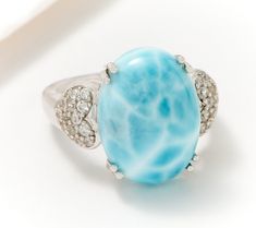 Redefine your everyday style with this post-worthy larimar ring. From Affinity® Gems. Larimar Ring, Larimar Rings, Leather Jewelry Box, Zircon Ring, Cable Tv, Aqua Marine, Tv Channels, On Air, Leather Jewelry