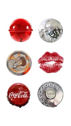 several different types of coca - colas and other things in the shape of balls