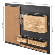 Wall-Mounted Organizer with Cork Bulletin Board, Mail Holder, Key Hooks, Flower Vase - MyGift Command Center Organization, Office Wall Organization, Entryway Organizer Wall, Torched Wood, Home Command Center, Mail Organizer Wall, Family Command Center, Cork Bulletin Boards, Mail Holder