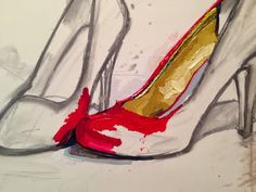 a painting of a red high heeled shoe