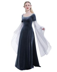 PRICES MAY VARY. MEDIEVAL DRESS: It belongs to the basic medieval style. The contrast of stretch velvet and chiffon makes the dress design more exquisite. The neckline and cuffs are decorated with wide silver webbing to embellish the clothing. You can wear it with a belt or a cloak. DISTINCTIVE DESIGN: There's an invisible pocket on the right side. You can put your phone inside without affecting its appearance. APPLICABLE OCCASION: A great renaissance costume dress, perfect for Halloween party,T Arwen Costume, Medieval Shoes, Medieval Gown, Chiffon Sleeves, Dress Velvet, Velvet Gown, Medieval Costume, Medieval Dress, Dress Handmade