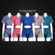 four male pajamas are shown in different colors