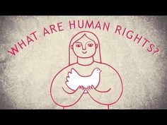 a drawing of a woman holding a chicken with the words what are human rights?