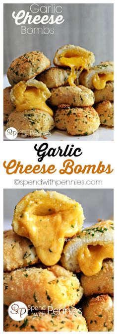 Garlic Cheese Bombs Garlic Cheddar Biscuits, Garlic Cheese, God Mat, Monkey Bread, Diy Food Recipes