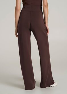 About Our Wide Leg Ultra High Rise Pant Comfort and style combine on these effortlessly chic pants for tall women. Designed with an ultra-high rise that's extra flattering, they have a modern wide leg with front seam details to highlight your long legs. We've made these tall women's pants specifically for your height, with a full length leg and inseam that's actually long enough. The tri-blend fabric is naturally wrinkle-resistant, and ready for a day of running errands or lounging at home. Two Chic High-waisted Wide Leg Pants With Side Slits, Modern Wide Leg Pants With Elastic Waistband, Wide-leg 4-way Stretch Loungewear Pants, 4-way Stretch Wide-leg Loungewear Pants, Chic Wide Leg Full Length Pants, Relaxed Fit Full-length Elastane Pants, Wide Leg Loungewear Pants With 4-way Stretch, Wide Leg Pants With 4-way Stretch For Loungewear, Versatile Wide Leg Elastane Pants For Loungewear