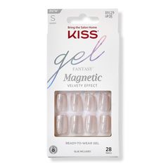 Gel Fantasy Magnetic Fashion Nails -  Try the hottest mani trend with KISS Gel Fantasy Magnetic Fashion Nails. Made with a magnetic powder effect that imparts a textured, velvety finish, just like salon magnetic nails. The results look natural with a comfort fit that feels just like your own nails.    Features     On-trend white fashion nails are short length & square shaped Magnetic powder effect for a textured, velvety finish Comfortable, durable & flexible Easy one-step application with long- Kiss Glue On Nails, Kiss Nails Kit, Kiss Gel Fantasy Nails, Kiss Press On Nails, Sculpted Gel Nails, Tom Ford Fragrance, Pink Gel Nails, Kiss Nails, Fantasy Nails