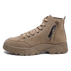 Color: Black,Grey,Khaki Closure Type: Lace-up Feature: Slip Resistant Size: US 8,US 9,US 10,US 7.5,US 8.5,US 6.5 Upper Material: Suede Outsole Material: Rubber Winter Streetwear Combat Boots With Zipper Closure, Winter Streetwear Combat Boots With Zipper, High-top Martin Boots With Zipper Closure For Fall, Fall High-top Martin Boots With Zipper Closure, Fall High-top Moto Boots With Zipper Closure, Ankle-high Boots With Zipper Closure For Outdoor, Fall Martin Boots With Zipper And Lace-up, Streetwear Moto Boots With Zipper And Round Toe, Fall Streetwear Moto Boots With Zipper Closure