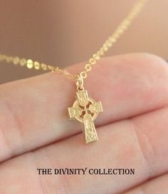 Celtic Cross Pendant Necklace Gold Filled by divinitycollection Dainty 14k Gold Cross Charm Necklace, Dainty 14k Gold Cross Necklace As A Gift, Dainty 14k Gold Cross Necklace Gift, Dainty Gold-plated Cross Necklace Gift, Dainty Gold Plated Cross Necklace As Gift, Dainty Gold Sterling Silver Cross Necklace, Gold Delicate Cross Charm Necklaces, Delicate Gold Cross Charm Necklaces, Catholic Jewelry Necklace