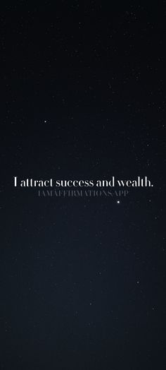 the words i attract success and awe with stars in the sky above it, as well as