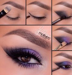 Step by step Machiaj Smokey Eyes, Extreme Make-up, Purple Smokey Eye Makeup, Ideas Maquillaje, Mekap Mata, Purple Smokey Eye, Smokey Eye Makeup Tutorial