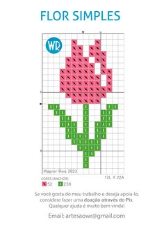 a cross stitch pattern with the words flor simples