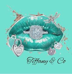 an image of a woman's lips with diamonds on them and the words tiffany & co