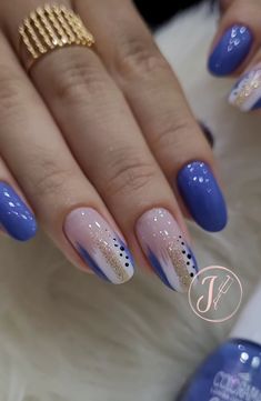 Navy Nail Art, Azul Nails, Elegant Touch Nails, Quick Nail Art, Manicure Nail Designs, Fancy Nails Designs, Simple Gel Nails, Work Nails, Pretty Nail Art Designs