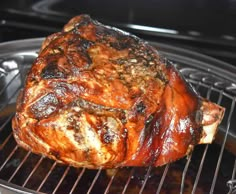 the meat is cooking on the grill in the oven, and ready to be cooked