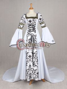 Medieval Victorian Renaissance Dress Gothic Ball Gown Vampire Hooded Costume Custom Made Alternative Measures Medieval Prom Dress, Gothic Ball Gown, Sleeve Inspiration, Poofy Skirt, Dress Medieval, Monday Christmas, Medieval Gown, Gothic Wedding Dress, Vampire Costume