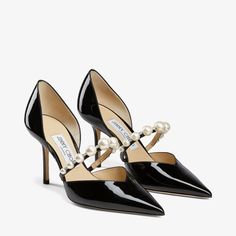 Sepatu Pump, Hak Tinggi, Wedding High Heels, Pointed Pumps, Ankle Strap Shoes, Pearl Leather, Patent Leather Pumps, Footwear Design Women