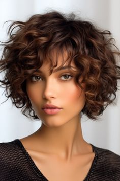 The short curly shag is a funky choice for individuals with curly hair. This style incorporates layers to create movement and volume, giving a vibe to your appearance. Click here to check out more cute short curly haircuts & hairstyles trending right now. Short Curly Hairstyles For Women Over 40, Fine Curly Short Hair, Short Curly Hair With Glasses, 3a Short Curly Hair, Short Curly Hair Styles Natural, Shaggy Short Hair Curly, Short Length Curly Hairstyles, Short Length Curly Hair, Short Curly Layered Hair