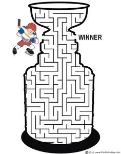 a bottle with a maze on it and a cartoon character in the bottom right corner