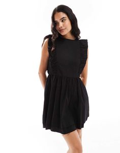 Kjole fra ASOS DESIGN Lille kjole, stor betydning Højhalset Style uden ærmer Flæsekanter Åben ryg med knap Regular fit Spring Floral Dress, Long Black Dress, Satin Slip Dress, Maxi Dress Trend, Hoodies For Sale, Orange Dress, Adidas Samba, Tea Dress, Workwear Dress