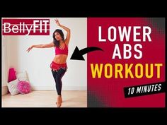 a woman in a red top and black leggings doing an exercise with the words lower abs workout