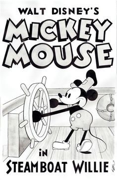 mickey mouse in steamboat boat willie poster from walt's mickey mouse movie, which was released on dvd