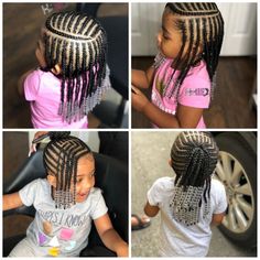 Hair Jewelry For Braids Black Kids, Hair Styles With Beads Kids, Children Ghana Weaving Hairstyles, Kids Beaded Hairstyle, Beads In Hair Kids, Hair Charms