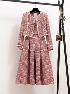 Dress And Jacket Set, Tweed Shorts, Full Dress, Dress Suit, Tweed Dress, Short Coat, Short Jacket, Dress Suits, Waist Dress