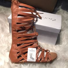 Very Pretty Style! Extra Wide Opening For Added Comfort Trendy Brown Adjustable Sandals, Trendy Adjustable Brown Sandals, Trendy Brown Strappy Sandals, Brown Strappy Synthetic Sandals, Brown Adjustable Lace-up Sandals, Sparkly Sandals, Pink Wedges, Tan Sandals, Floral Sandals