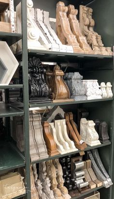 shelves filled with different types of decorative items