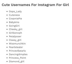 the top 10 cute usernames for instagram girls