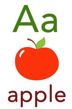 an apple with the letter a in it's uppercase and lowercase letters