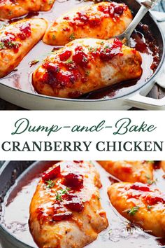 a pan filled with dump and bake cranberry chicken