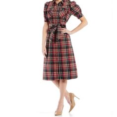 Nwot Ldt Hope Point Collar Plaid Puff Sleeve Midi Dress Red Green 14. Brand New, Never Worn! Offers Are Welcome! Retro Plaid Dress For Work, Fitted Plaid Puff Sleeve Dress, Fitted Red Plaid Dress With Short Sleeves, Red Fitted Plaid Dress With Short Sleeves, Retro Plaid Dress For Daywear, Fitted Plaid Midi Dress For Daywear, Fitted Plaid Knee-length Dress For Daywear, Fitted Knee-length Plaid Dress For Daywear, Shirt Dress With Belt