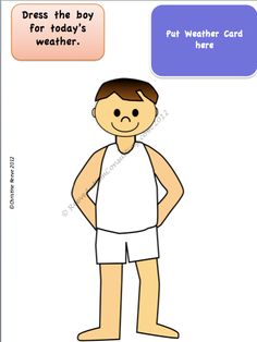 an image of a man with his hands on his hips and the words dress the boy for today's weather