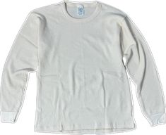 Winter Long Sleeve Plain T-shirt, Cotton Waffle Knit Long Sleeve Sweatshirt, Cream Long Sleeve Waffle Knit Top, Cream Waffle Knit Long Sleeve Top, Plain Long Sleeve Cotton Sweater, Winter Cotton Waffle Knit Tops, Winter Waffle Knit Cotton Tops, Winter Long Sleeve Cotton Top With Ribbed Cuffs, Winter Cotton Long Sleeve Top With Ribbed Cuffs