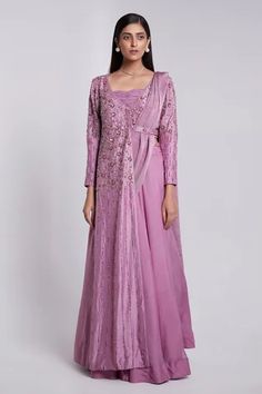 Shop for Rajkumari and Suresh Purple Crepe Pre-draped Lehenga Saree Set for Women Online at Aza Fashions Eid Evening Dupatta With Cutdana, Formal Dupatta With Dori Work, Formal Draped Lehenga With Zari Work, Formal Pre-draped Saree With Zari Work, Floor-length, Sheer Dupatta Draped Gown For Reception, Formal Floor-length Pre-draped Saree With Zari Work, Reception Gown With Sheer Dupatta And Draped Shape, Reception Gown With Sheer Dupatta, Evening Floor-length Cutdana Sets