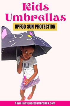 Finally, umbrellas have received a modern upgrade!  No longer do you have to settle for the same boring black or plaid umbrellas that your grandparents had! These kids umbrellas & women's umbrellas protect from the rain, the wind and the sun!  UPF50 protection blocks 98% of UV rays and protects you from both harmful UVA and UVB radiation to prevent premature aging of the skin.  You can feel the difference as you'll feel significantly cooler under the hot sun while looking stylish! #uvumbrella Kawaii Umbrella, Umbrella For Kids, Cute Umbrella