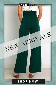 Green Wide Leg High Waist Pocket Pants with Belt Green Wide Leg Jumpsuits For Work, Green Ankle Pants For Party, Green Wide Leg Jumpsuits And Rompers With Pockets, Green High-waisted Pants With Hip Pockets, Green Wide-leg Jumpsuit For Work, Green High-waist Pants With Welt Pockets, Green Wide-leg Pants With Multiple Pockets, Green High-waisted Wide Leg Pants With Pockets, Green Wide-leg Bottoms With Elastic Waistband