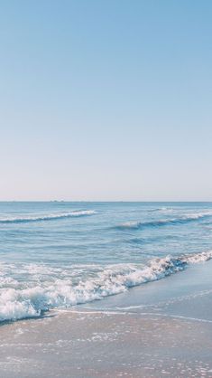 an ocean view with waves coming in to shore